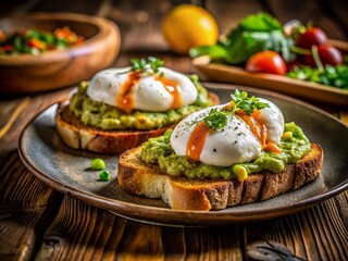Delicious Low-Light Brunch: Guacamole Toast & Poached Eggs
