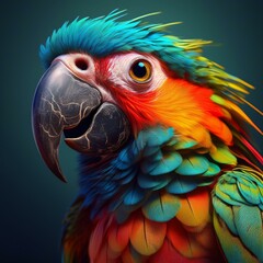 Fototapeta premium tête de perroquet mignon plein de couleurs et de peintures en ia