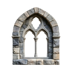 Heavy Stone Arch Window with Masjid Dome Outline Isolated on Transparent Background