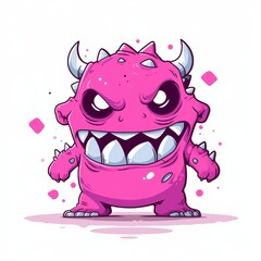 Fototapeta premium cute monster character for tshirt design with strong minimal color, flat vector, detailed shading, 