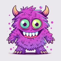 cute monster character for tshirt design with strong minimal color, flat vector, detailed shading, 