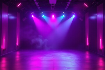 Bold Stage Design with Neon Accents and Atmospheric Smoke for Elegant Presentations