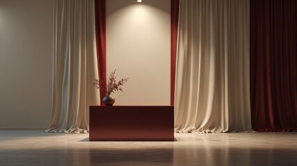 stage with red curtains