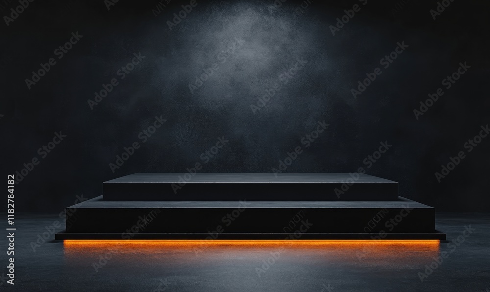 Aufkleber minimalist black platform stage with empty pedestal for modern display presentation