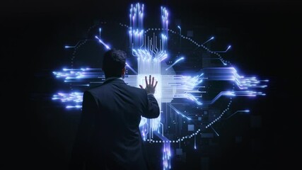 Business Professional Interacting With Digital Technology Interface Future Innovation Corporate Concept