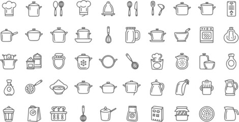Fototapeta premium Kitchen icon vector set. cooking illustration sign collection. Cook symbol or logo. vector set