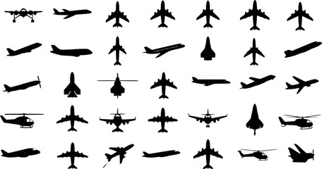 Naklejka premium Aircraft icon vector set. airplane illustration sign collection. plane symbol or logo. vector set
