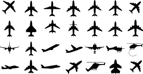 Naklejka premium Aircraft icon vector set. airplane illustration sign collection. plane symbol or logo. vector set
