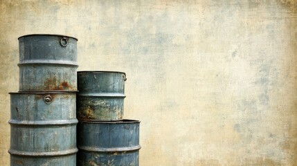 Obraz premium Textured gray fuel drums on a subtle smoky beige gradient