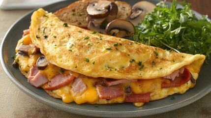 Delicious Ham and Cheese Omelette with Mushrooms