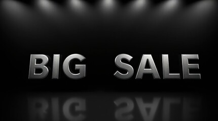 3D white 'Big sale' text on Black background 