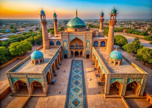 Drone View of Thatta's Historic Shah Jahan Mosque, Pakistan