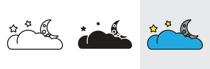 Vector illustration of cloudy and lightning icon. Cloudy weather cloud