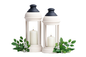 white candle on green background