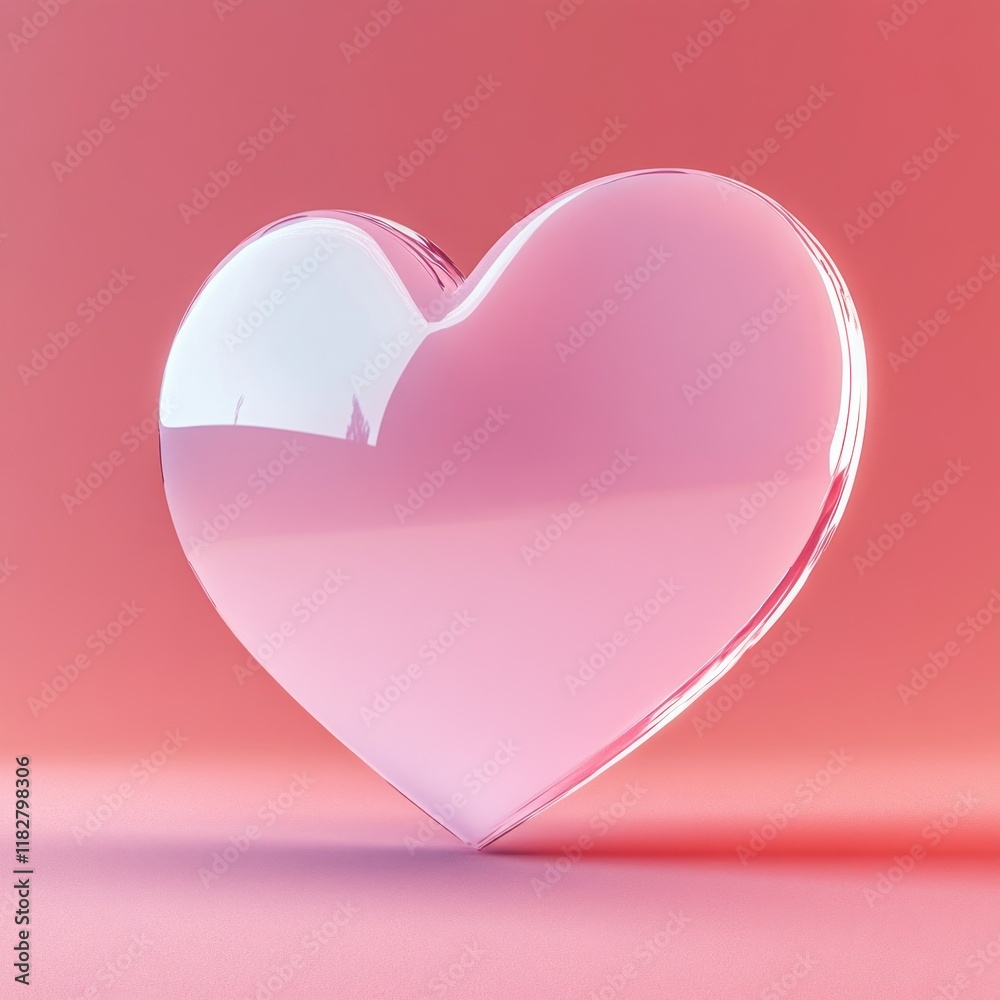 Poster Minimalistic Heart Shape Card on Soft Pink Background with Gentle Shadows in Modern Design