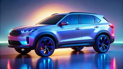 Fototapeta premium Electric SUV Night Photography Studio Shot - 3D Render, White Background