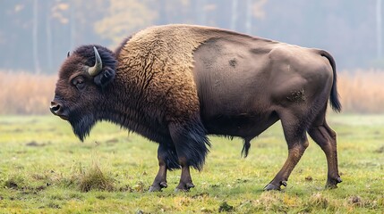 Majestic European Bison in its Natural Habitat