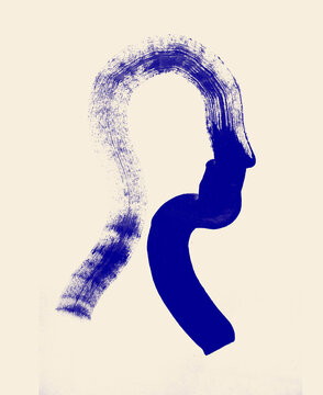 Persons head drawn with single brush stroke