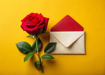 Elegant Red Rose Invitation: Minimalist Floral Greeting Card Design