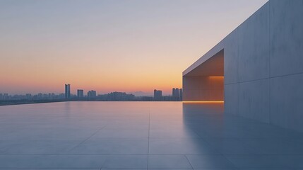 Urban Sunset: Minimalist Architecture at Dusk
