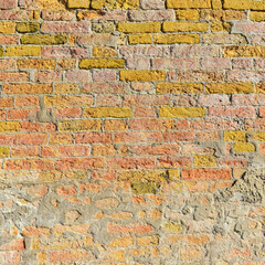 Old brick wall with red brick background, vintage wall background