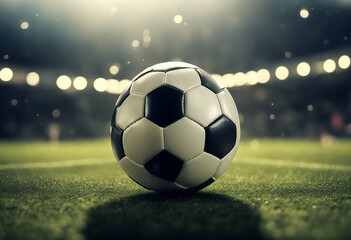 Naklejka premium banner soccer ball sport transmission classic black and white game play league dark club football pitch fan team