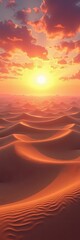 Sunset Over an Endless Desert Landscape in Portrait Orientation