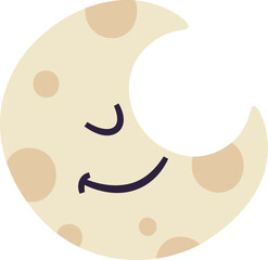 Hand Drawn Moon with Peaceful Expression