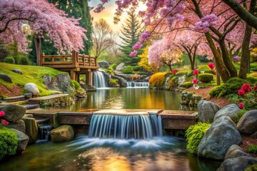 Hasselt Japanese Garden Waterfall Cherry Blossom Tilt-Shift Photography