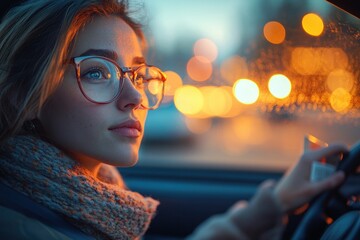 Excited woman in car showing new driver license celebrating driving school success passing exam joyful and proud