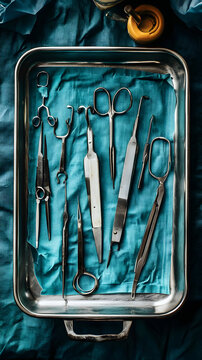 Surgical Instruments in Stainless Steel Tray