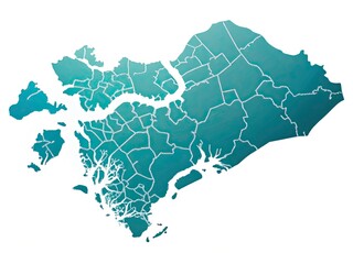 Obraz premium Minimalist Singapore Map Teal Blue, High-Resolution PNG Image, Cityscape, Geographic, Location, Travel