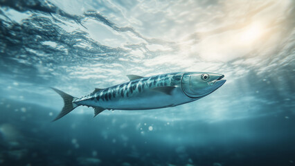Naklejka premium Ocean Grace: A Realistic Portrait of a Mackerel