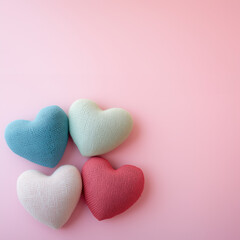 Fototapeta premium Heart shaped cushions, colored heart cushions, background for Valentine's Day