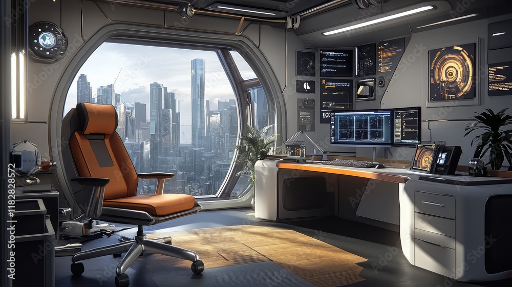 Poster a sleek engineering workspace with ai technology monitoring and optimizing mechanical design, with p