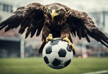 ball talons bird eagle holding soccer claw football hand cartoon tough bald logotype hawk icon gold