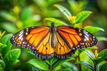 Plain Tiger Butterfly Danaus Chrysippus on Plant - High-Resolution Documentary Photography