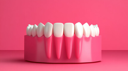 Dental Implant Treatment A high-fidelity 3D rendering of a full arch dental implant, showcasing detailed design elements for dental and medical purposes.