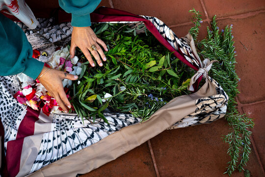 Indigenous woman with herbs