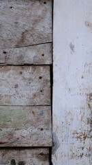 vertical background of cement and wood walls. aesthetic and vintage