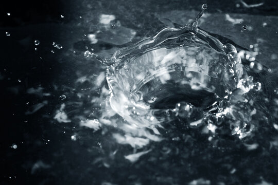 Close up of mixture of mineral water with xanthin gum