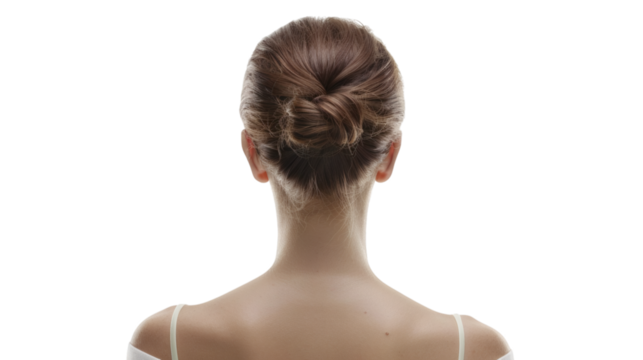Back view of a woman isolated on white background