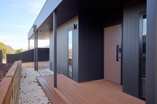 Modern residence with sleek design and inviting entrance