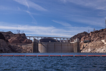 Hoover Dam viewed from Lake Mead, Nevada, USA