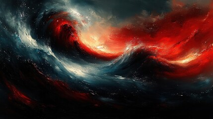 Fototapeta premium Flowing American Flag Abstract Oil Painting Dramatic Light and Texture for Fourth of July Celebrations