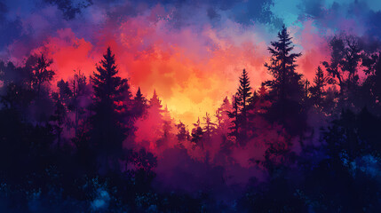 Grainy dusk backdrop with vibrant hues and smooth transitions. Nightfall. Illustration