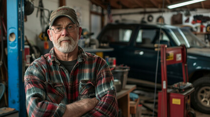 portrait of a small business owner of an automobile repair shop