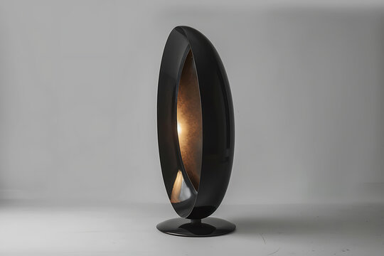 minimalist black metal floor lamp, lampe de sol minimaliste en mtal noir sur un fond blanc hauteur de mm avec un grand abat-jour ovale claire doucement et uniformment
