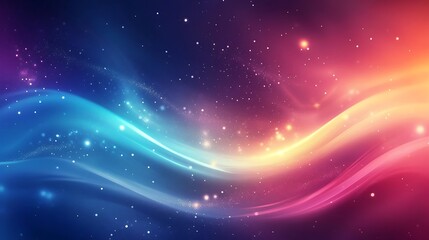 Obraz premium Abstract Colorful Waves with Glowing Particles Background