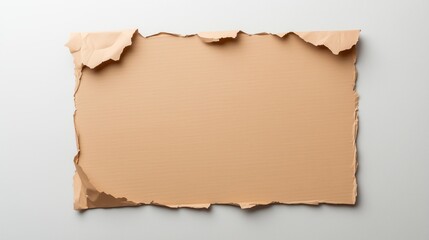 Fototapeta premium Torn cardboard sheet on white background with textured edges